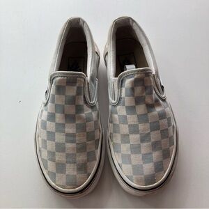 Vans White&Grey Checker Board Classic Slip-On Sneakers Women’s Size 5.5